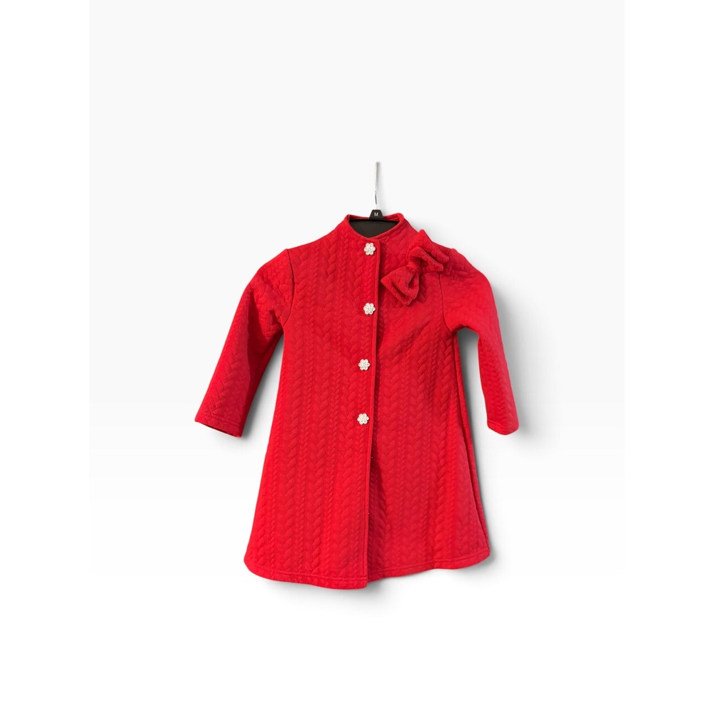 Blueberi Boulevard Girls Red Quilted Bow Coat Jacket Size 5 BBHFH17